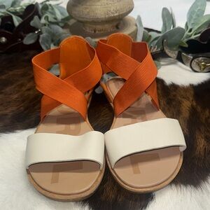 Sorel Women's  leather Sandals in Orange and Cream